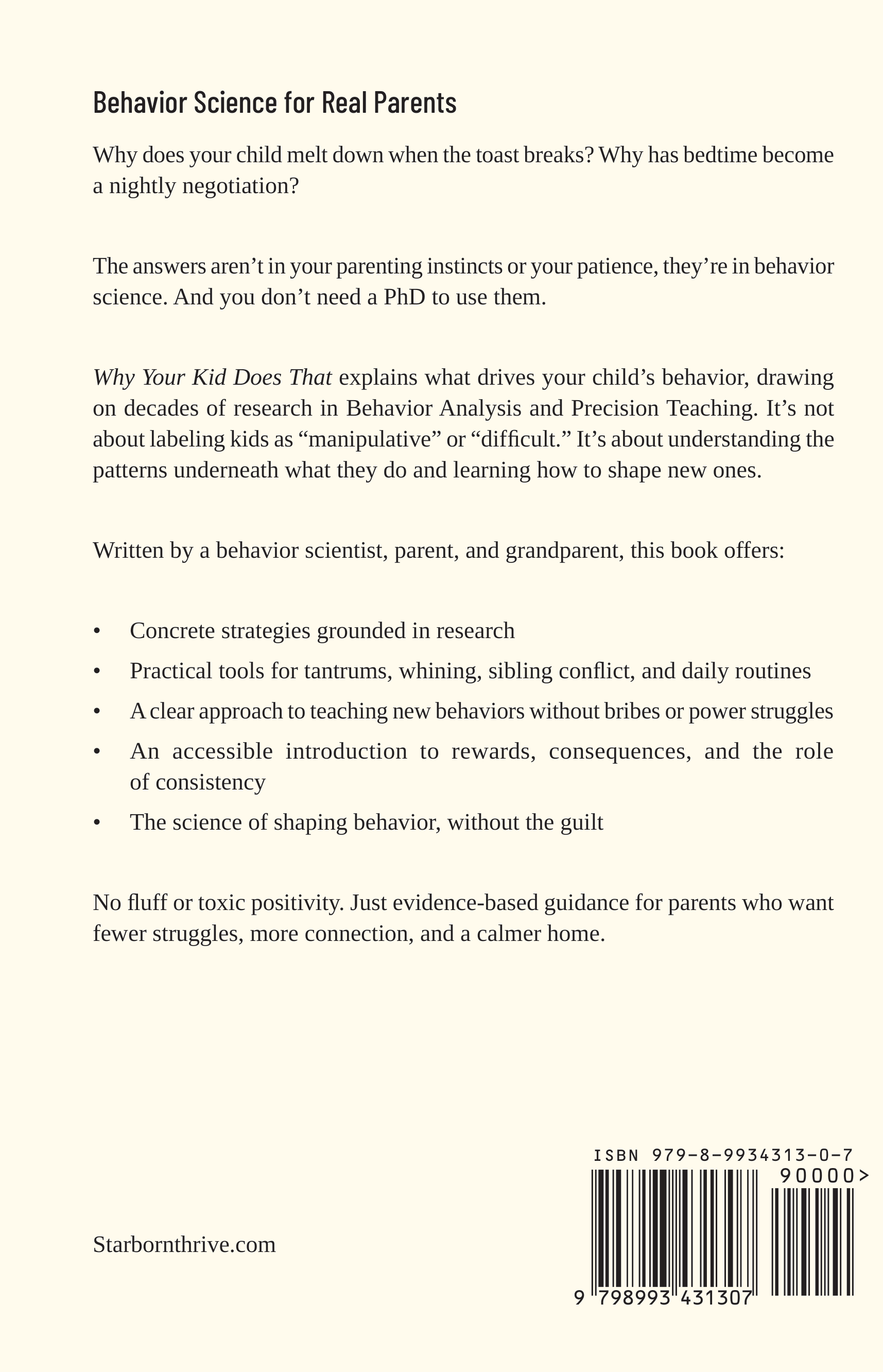 Why Your Kid Does That — back cover